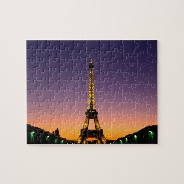 Frankreich, Paris, Tour Eiffel bei Sonnenuntergang Puzzle (Horizontal)