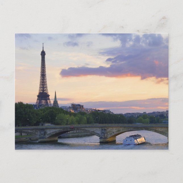 Frankreich, Paris, Tourboot auf Seine, Eiffel Postkarte (Vorderseite)