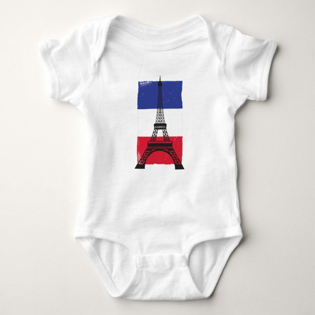 Frankreich - Pariser Flagge Baby Strampler (Vorderseite)