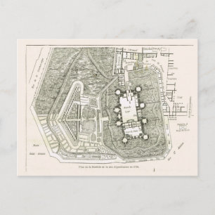 Frankreich, Plan der Bastille im Jahr 1789 Postkarte
