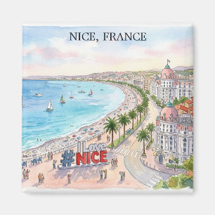 Frankreich Promenade des Anglais Aquarell-Kunst Magnet