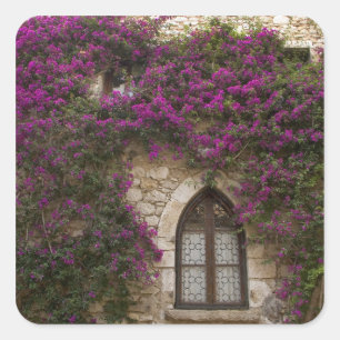 Frankreich, Provence, Eze. Hellrosa Quadratischer Aufkleber