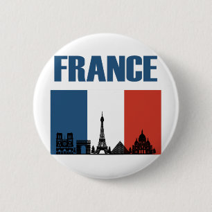 Frankreich Reisen - Paris City Skyline Französisc Button