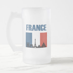 Frankreich Reisen - Paris City Skyline Französisc Mattglas Bierglas