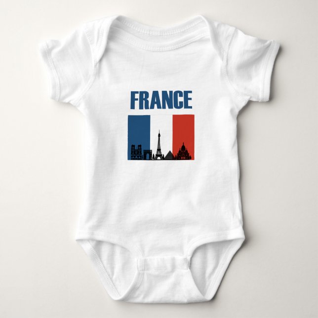Frankreich Reisen - Paris City Skyline Französisch Baby Strampler (Vorderseite)