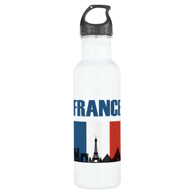 Frankreich Reisen - Paris City Skyline Französisch Edelstahlflasche (Vorderseite)