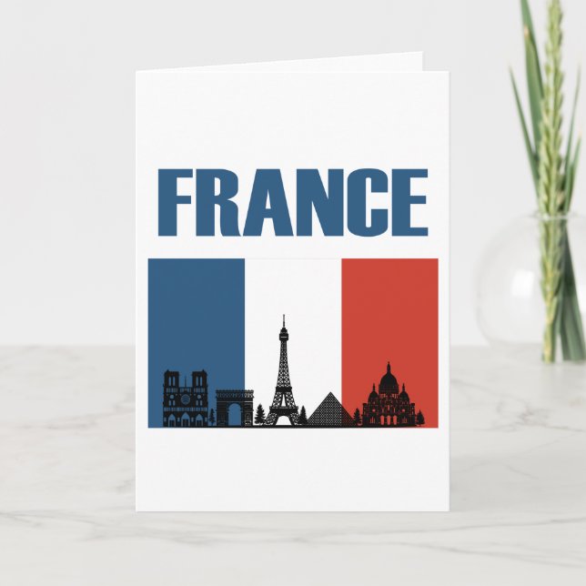 Frankreich Reisen - Paris City Skyline Französisch Karte (Vorderseite)