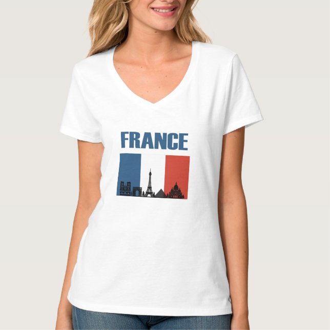 Frankreich Reisen - Paris City Skyline Französisch T-Shirt (Vorderseite)