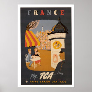 Frankreich Retro Travel Poster