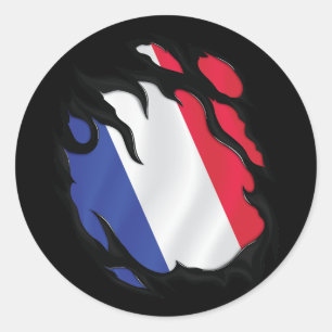 Frankreich Rippfahne Runder Aufkleber