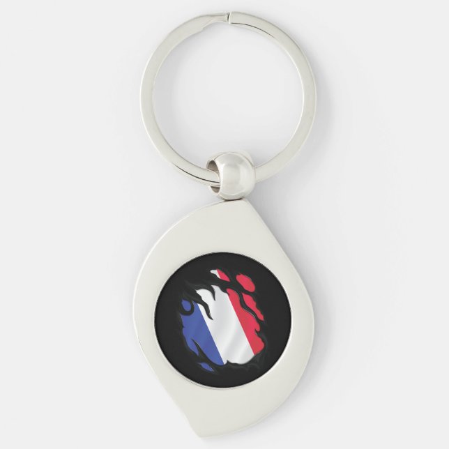 Frankreich Rippfahne Schlüsselanhänger (Vorderseite)