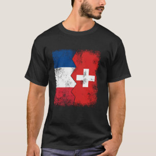 Frankreich Schweiz Flaggen Halbschweizer Französis T-Shirt