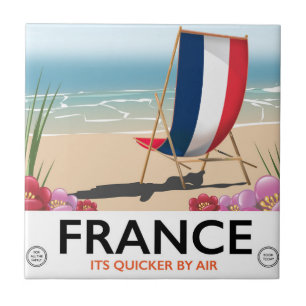 Frankreich-Seebad-Reiseplakat Fliese
