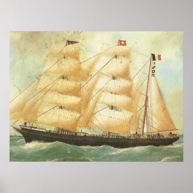 Frankreich, Segelschiff Belem 1902 Poster (Vorne)