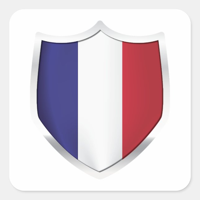 Frankreich - Silberschild Quadratischer Aufkleber (Vorderseite)