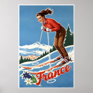 Frankreich Ski Poster