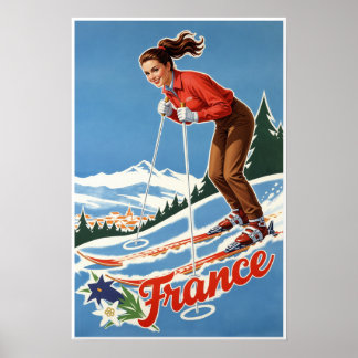 Frankreich Ski Poster