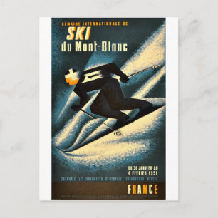 Frankreich Ski Vintage Reise Postkarte