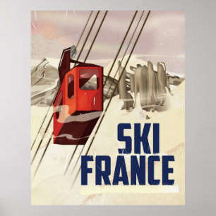 Frankreich Skifahren Vintage Reise Poster. Poster