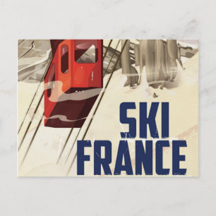 Frankreich Skifahren Vintage Reise Poster. Postkarte