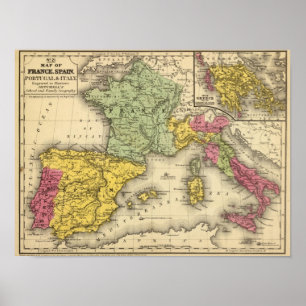 Frankreich, Spanien, Portugal, Italien Poster