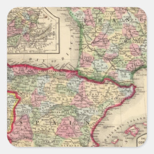 Frankreich, Spanien, Portugal Karte von Mitchell Quadratischer Aufkleber