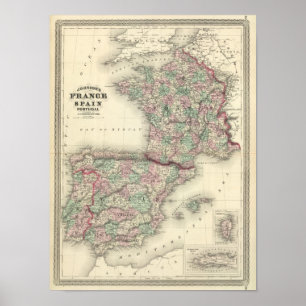 Frankreich, Spanien und Portugal Poster