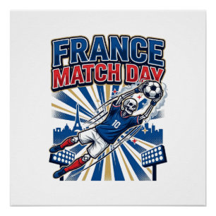 Frankreich Spieltag Skelett Stürmer Nationen High Poster