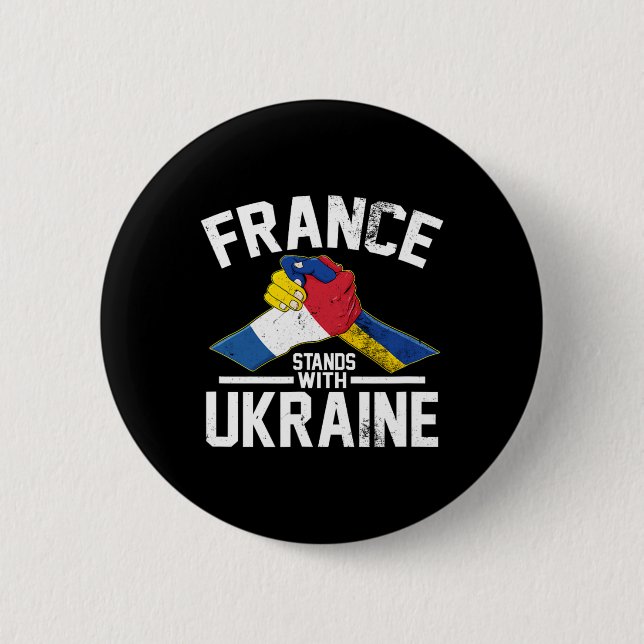 Frankreich steht hinter der Ukraine Ukrainische fr Button (Vorderseite)