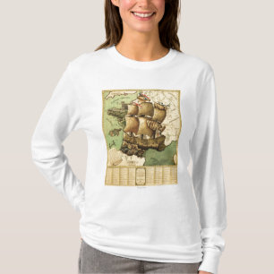 Frankreich stellte als ShipPanoramic Karte dar T-Shirt