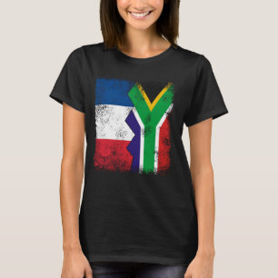Frankreich Südafrika Flaggen Halbsüdafrikanischer  T-Shirt
