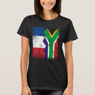 Frankreich Südafrika Flaggen Halbsüdafrikanisches  T-Shirt