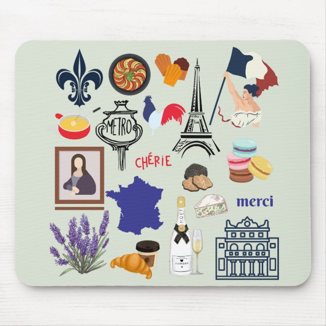 Frankreich Symbole Mousepad (Vorne)