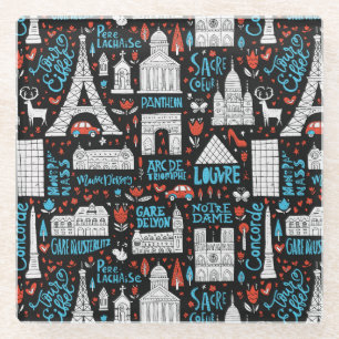 Frankreich  Symbolmuster Glasuntersetzer