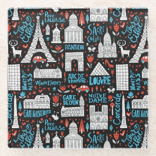 Frankreich| Symbolmuster Glasuntersetzer (Vorderseite)