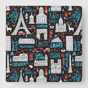 Frankreich  Symbolmuster Quadratische Wanduhr