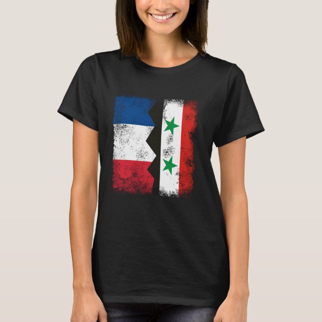 Frankreich Syrien Flaggen Halbwüchsiger französisc T-Shirt (Vorderseite)