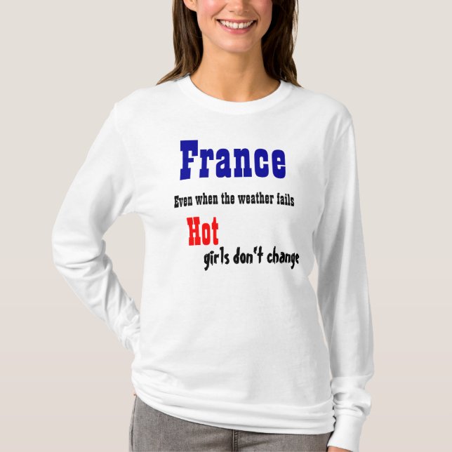 Frankreich - T - Shirt mit heißem Mädchen (Vorderseite)