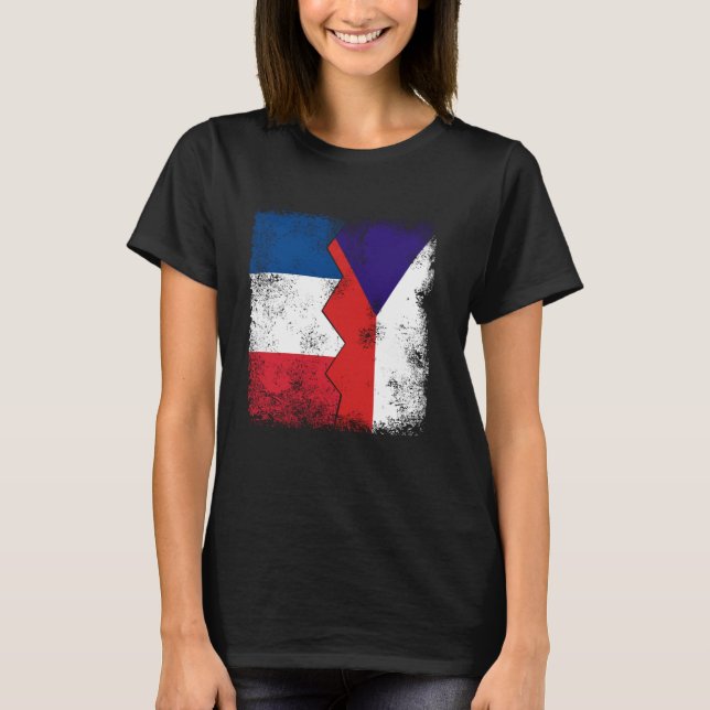 Frankreich Tschechische Republik Flaggen Halbtsche T-Shirt (Vorderseite)