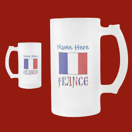 Frankreich und Frankreich - Blaue Personalisierung Mattglas Bierglas