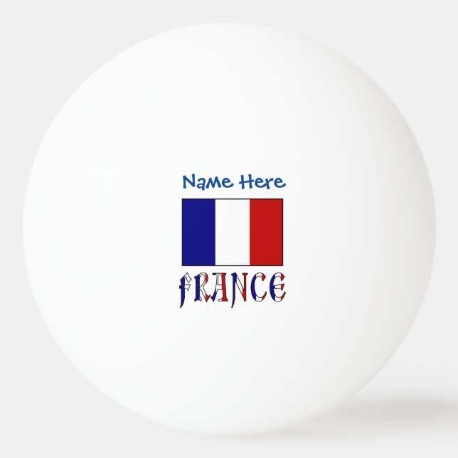 Frankreich und Frankreich - Blaue Personalisierung Tischtennisball (Vorderseite)