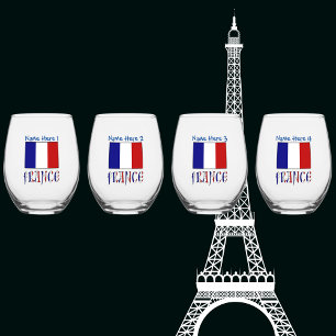Frankreich und französische Flagge Blau Personalis Weinglas Ohne Stiel