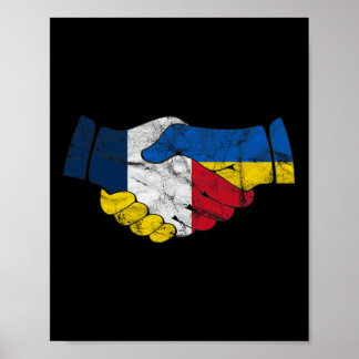 Frankreich Und Ukraine Freundschaft Handschlag Fla Poster