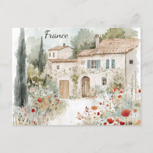 Frankreich Vintag Watercolor Französische Villa Re Postkarte