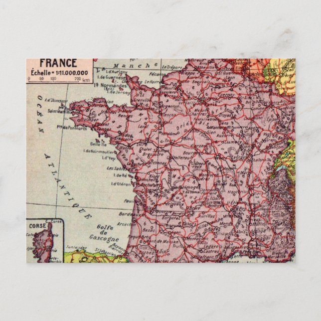 Frankreich Vintage Karte Postkarte (Vorderseite)