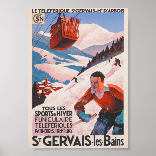 Frankreich Vintages Skiposter Poster (Vorne)