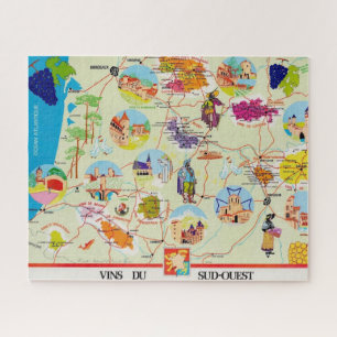 Frankreich Weinkarte 16x20 Puzzle