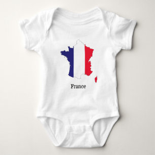 Frankreichflagge in Souvenir-Kartendesign Baby Strampler