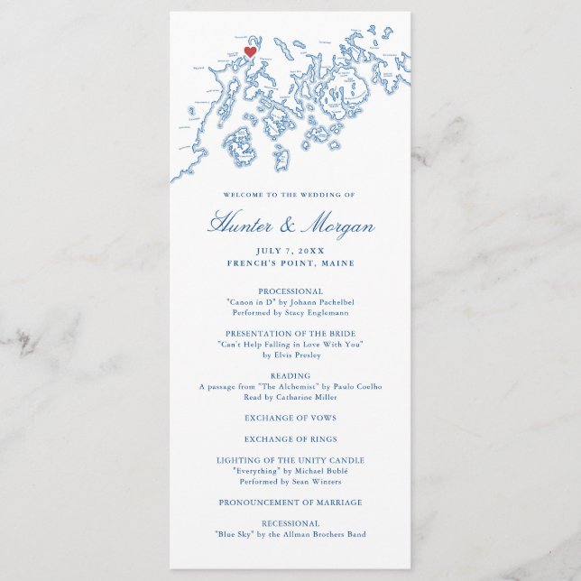 Frankreichs Point Stockton Springs Maine Map Weddi Programm (Vorderseite)