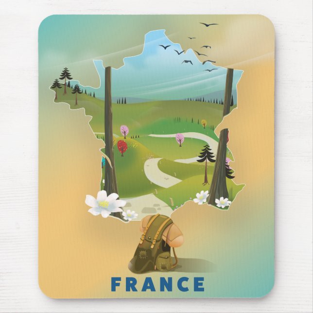 Frankreichs Vintage-Reiseplakat Mousepad (Vorne)